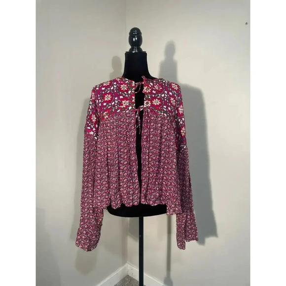 Free People Malia Babydoll Jacket in Berry Combo - Picture 2 of 13
